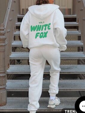 #736 White Fox Boutique 2 piece GREY Jogger Track Pants AND sweatshirt.